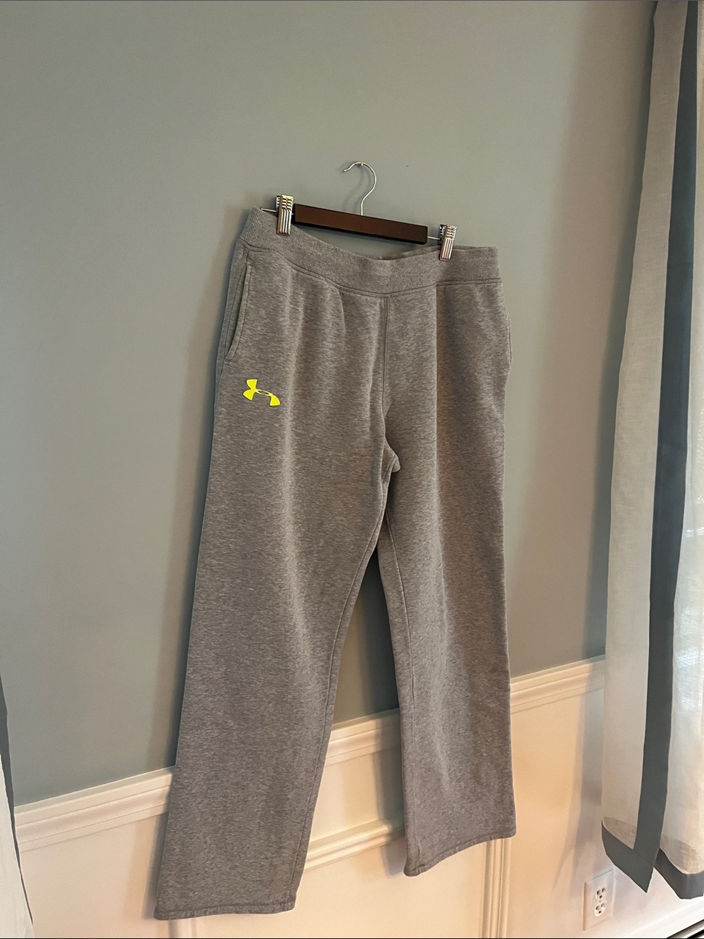 Under Armour Kids Gray Sweatpants with Neon Yellow Logo